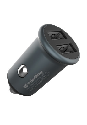 Автомобільний зарядний пристрій ColorWay (2USBx2.4A, 36W) Quick Charge 3.0 Gray (CW-CHA036Q-GR)