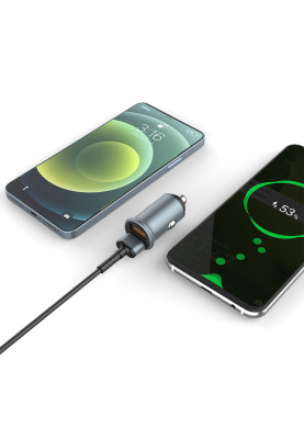 Автомобільний зарядний пристрій ColorWay (2USBx2.4A, 36W) Quick Charge 3.0 Gray (CW-CHA036Q-GR)