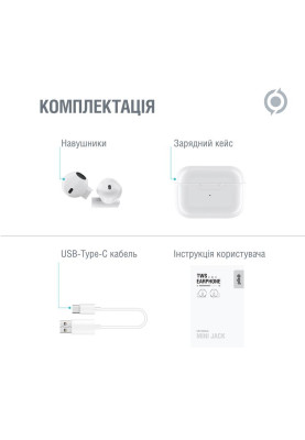 Bluetooth-гарнiтура Piko TWS-MiniJack White (1283126583407)
