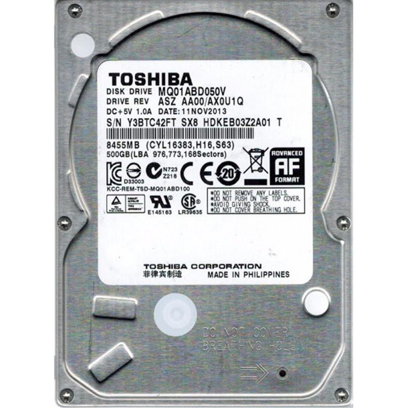 Накопитель HDD 2.5" SATA  500GB Toshiba 5400rpm 8MB (MQ01ABD050V_2019)