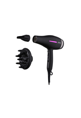 ARDESTO Фен Violet PRO HD-Y223PRO, 1850-2200Вт, 2 швидкості , 3темп.режими, дифузор, чорний