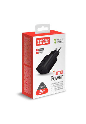 Мережевий зарядний пристрій ColorWay Power Delivery Port PPS (1USB-Cx3A) (25W) Black (CW-CHS033PD-BK)