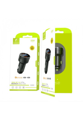 Автомобільний зарядний пристрій SkyDolphin SZ05 Aluminium Double QC3.0 (2USB, 3.1A) Black (AZP-000084)