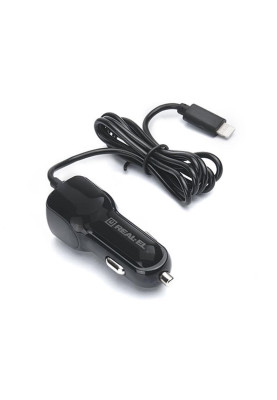 Автомобільний зарядний пристрій REAL-EL CA-17 (2USB, 2.1A) Black + кабель Lightning