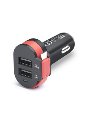 Автомобільний зарядний пристрій REAL-EL CA-35 (3USBx3.4A) Black/Orange + кабель microUSB