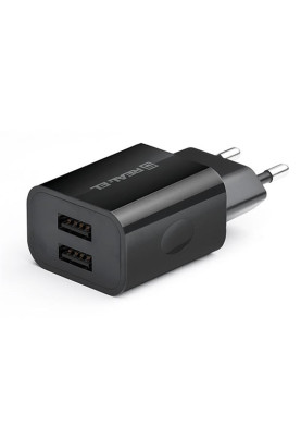 Мережевий зарядний пристрій REAL-EL CH-210 (2USB, 2.1A) Black