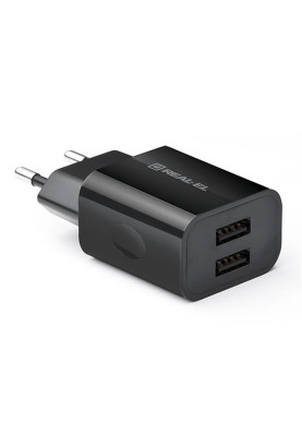 Мережевий зарядний пристрій REAL-EL CH-210 (2USB, 2.1A) Black