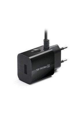 Мережевий зарядний пристрій REAL-EL CH-217 (2USB, 2.1A) Black + кабель Lightning