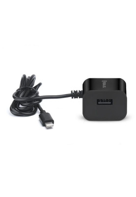 Мережевий зарядний пристрій REAL-EL CH-217 (2USB, 2.1A) Black + кабель Lightning