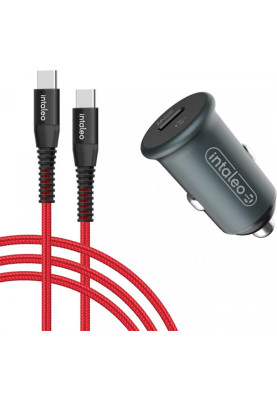 Автомобільний зарядний пристрій Intaleo CCGQPD120T (USB, 3A) Grey (1283126509957) + кабель USB Type С