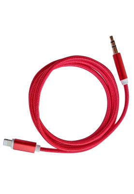 Кабель AUX Lightning-TRS Audio 3.5мм Male/Male 1м Red
