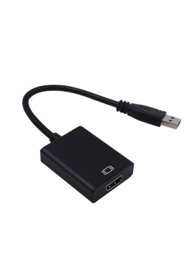 Перехідник USB 3.0 Type-A --> HDMI AF кабель 20см, чорний