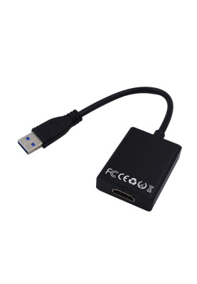 Перехідник USB 3.0 Type-A --> HDMI AF кабель 20см, чорний