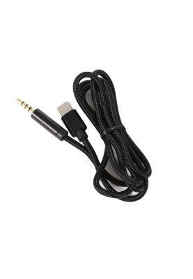 Кабель AUX Type-C-TRRS Audio 3.5мм Male/Male 1м Black